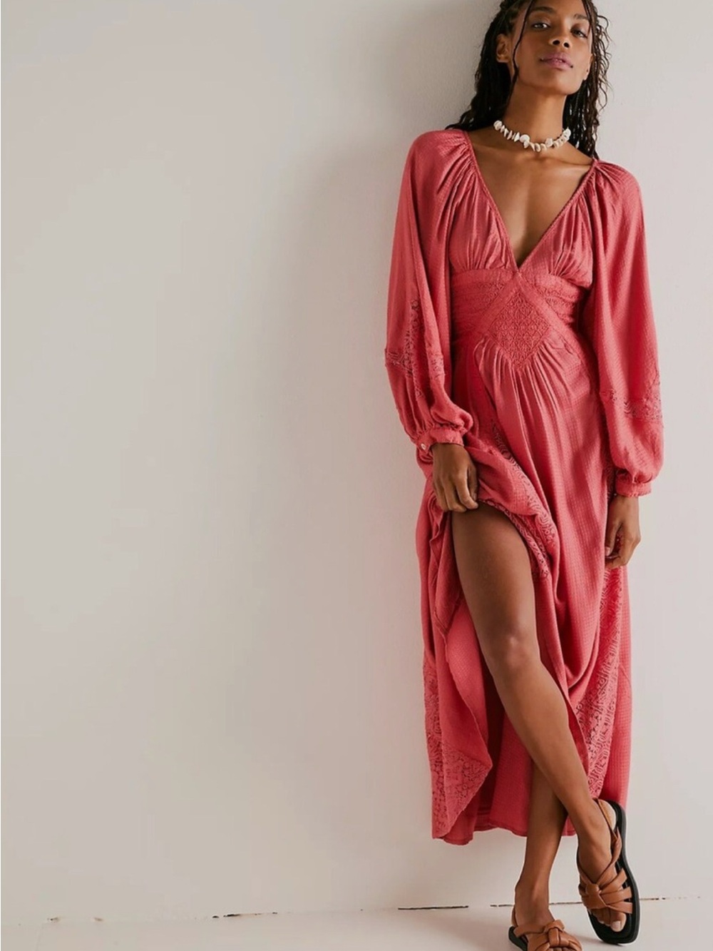 Free People Southwest Lace Maxi Dress in "Red Chimes" size Medium